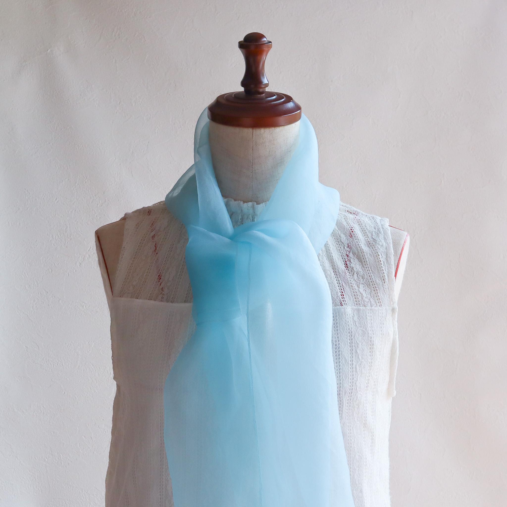 草木染めオーガンジーストール(せせらぎブルー) | 3枚目